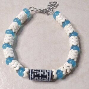 2/$25! Cool, Calm & Collected! Blue & White Beaded Bracelet - Adjustable Length